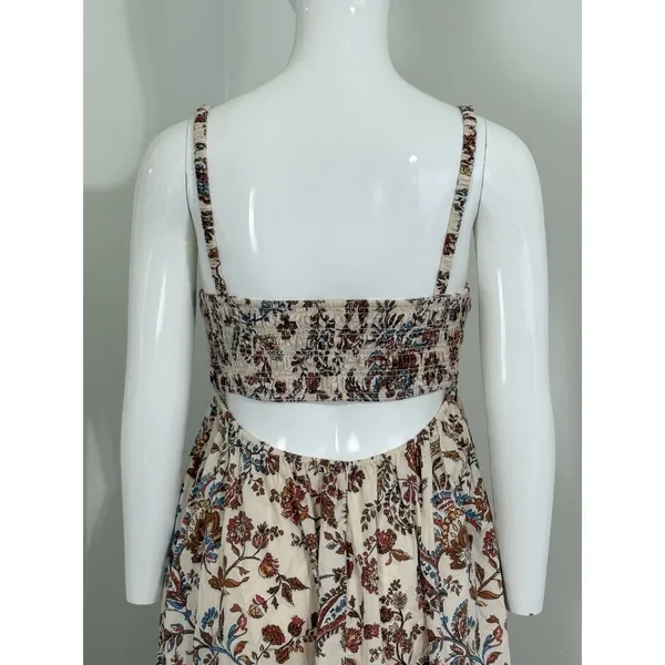 Old Navy Women’s Paisley Floral Cotton Poplin Smocked Cut-out Midi Dress Boho S - Image 6