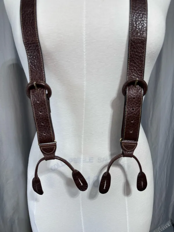 Men's Suspenders, Wide Y Style, Faux Leather with Leather Ears Western Classic - Image 2