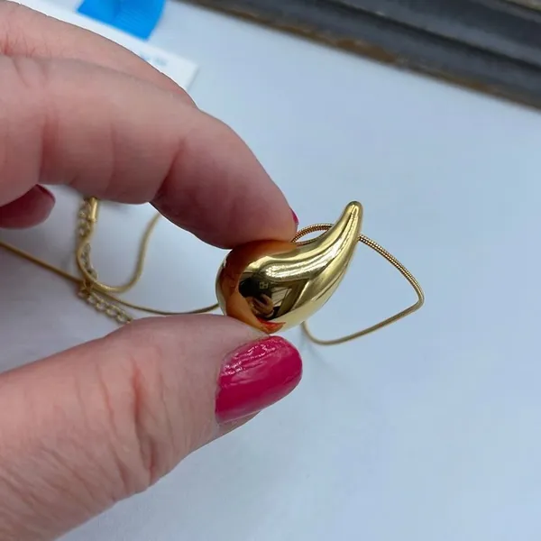 NWT 18K gold dipped Lux Lux puffed teardrop 16” necklace - Image 7