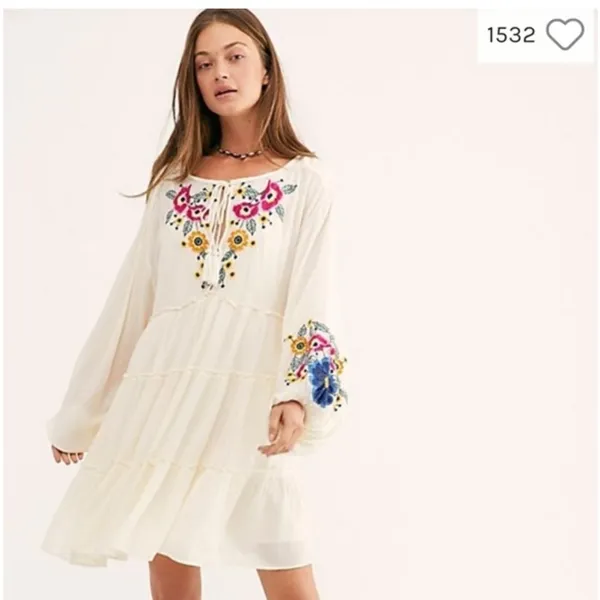 Free People Spell on You Embroidered Keyhole Dress Floral size XS - Image 2