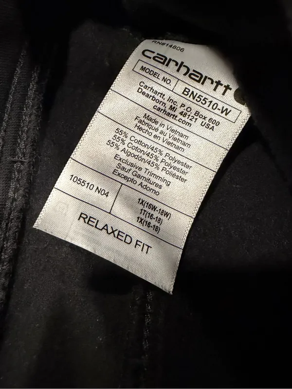 Carhartt Women’s Black Relaxed Fit Fleece Jogger Sweatpants Size 1X - Image 3