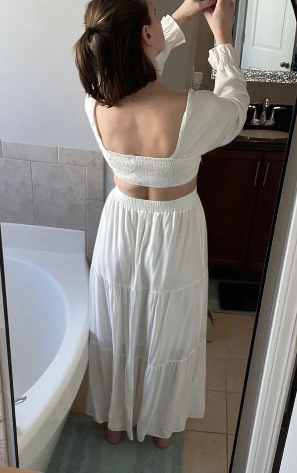 Amazon White Long Sleeve Sundress - Image 2