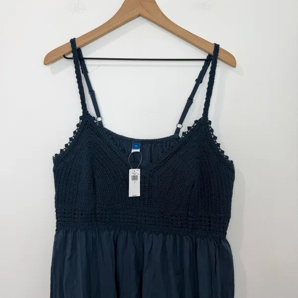 NWT Old Navy Fit & Flare Crochet Bodice Maxi Dress Tidewater Dark Teal size XL - Image 3