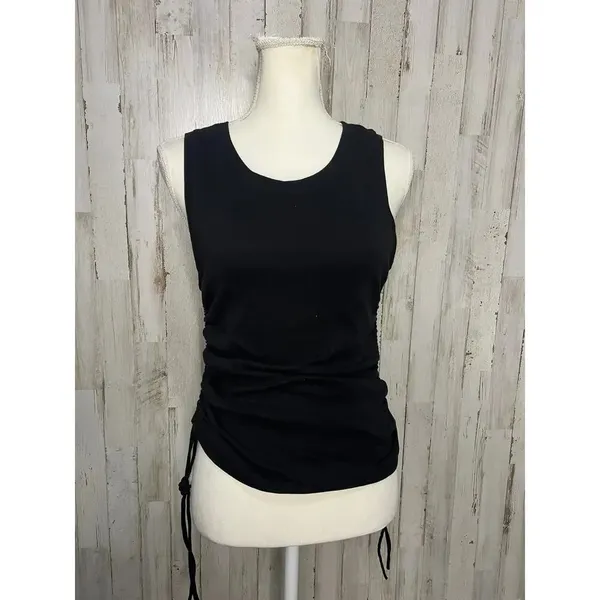 Good American Women's Ruched Side Tank Top Black Size 4 Sleeveless Casual‎ - Image 2