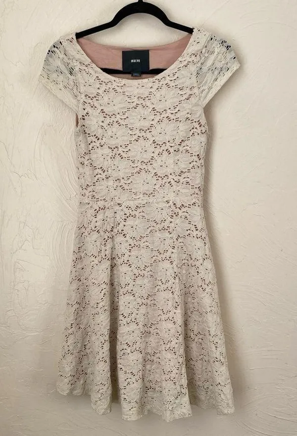 Maeve Anthropologie dayflower lace cap sleeve dress▪️size XS - Image 4