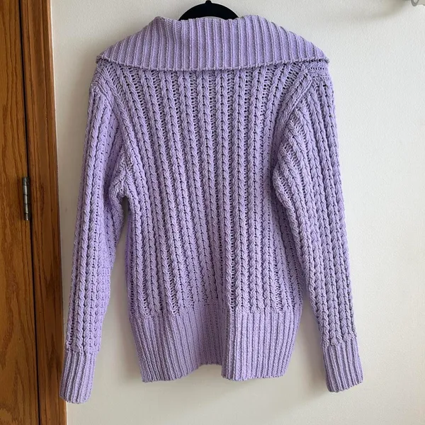 NEW AERIE Women's Chenille 1/4 Zip Sweater Lilac Purple Sz S Retail $70 NWT - Image 2