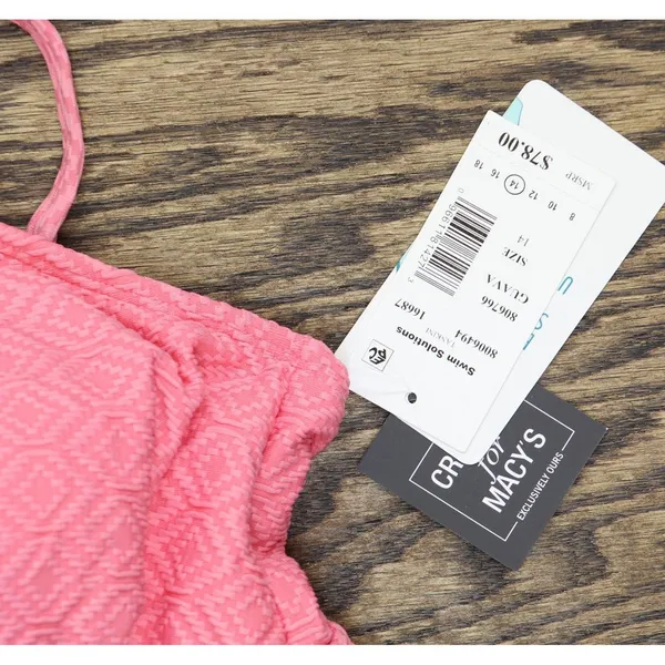 NWT Swim Solutions Swim Textured Underwire Tankini Top 806766 Guava Pink 14 - Image 7