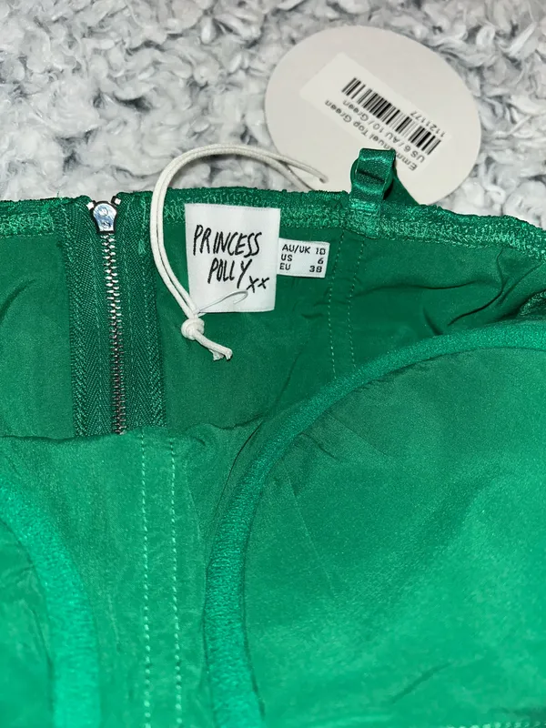 Princess Polly NWT Emmanuel Lacy Corset Top Green Adjustable Straps - Image 12