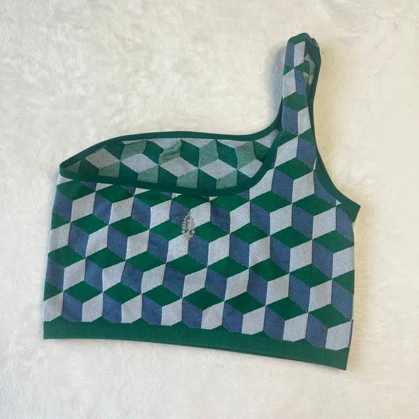 Free People Movement Green Throw One Shoulder Jacquard Bra XS/S - Image 3