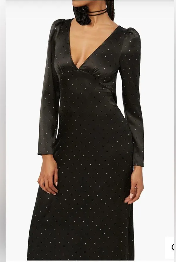 We Wore What Cowl Black Maxi Dress Polka Dot Size 4 NWT Gown - Image 4