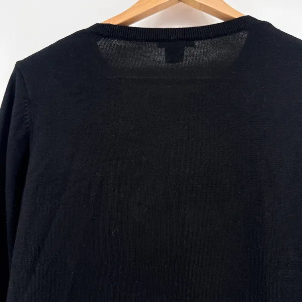 Club Monaco Womens Black 100% Wool Bell Sleeve Bow‎ Detail Sweater Dress Large - Image 5