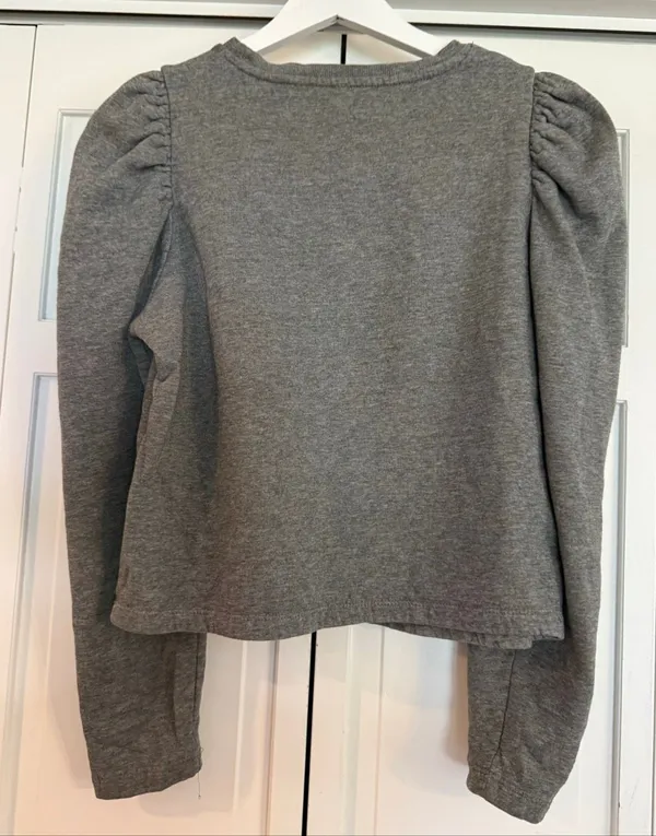 Zara grey puff sleeve crewneck sweater M - Image 4