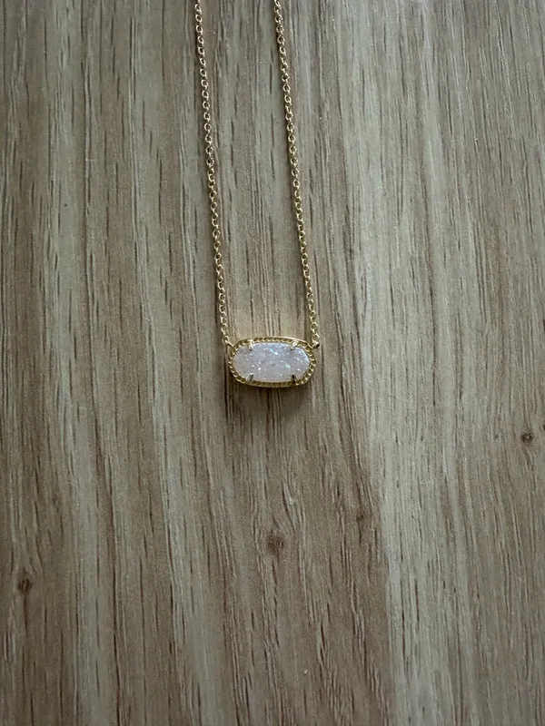 Kendra Scott Necklace Gold Pendant Drusy Elisa Iridescent - Image 4