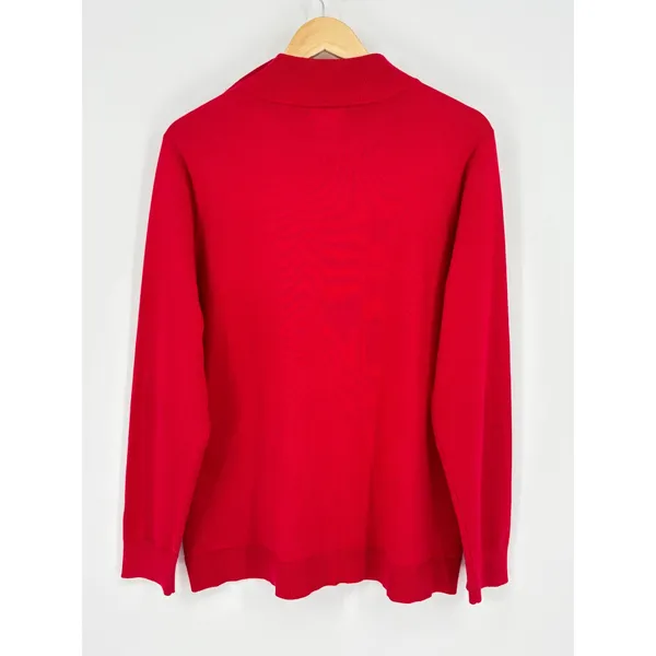 Calvin‎ Klein Sweater Women Large Red Mock Neck Button Shoulder Knit Long Sleeve - Image 4