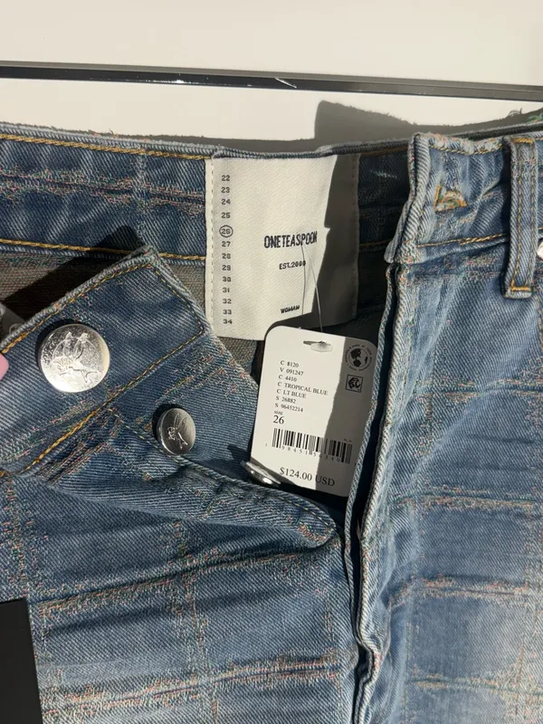 NWT Free People One Teaspoon Junkyard Low Waist Mini Denim Skirt - Tropical Blue - Image 10