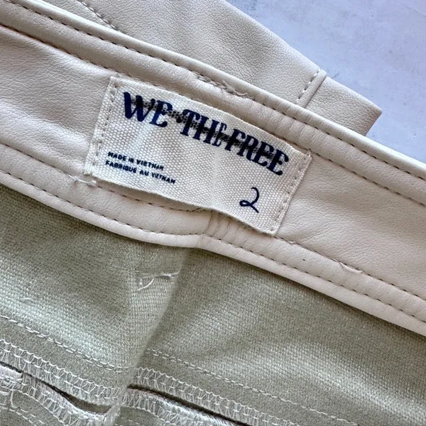 #79 NWOT Free People Rebel Vegan Leather Pants in Sugar Cookie Cream - Image 8