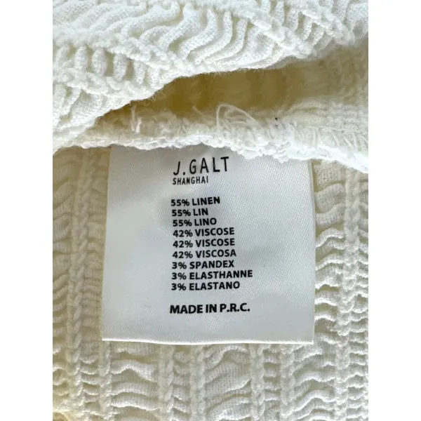 John Galt Brandy Melville Cream Smocked Linen Blend Crop Top Cami One Size - Image 5