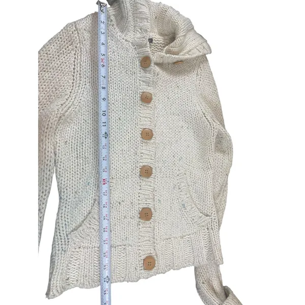 Abercrombie & Fitch Lambswool Chunky Knit Cardigan Sweater Cream VTG Y2K READ - Image 8