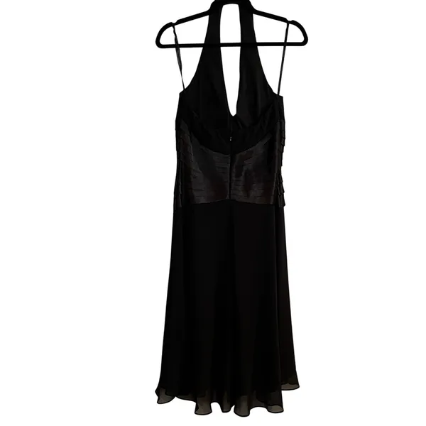 Vintage SL Fashions Dress Y2K Halter V Neck Babydoll Satin Chiffon‎ 8 - Image 2