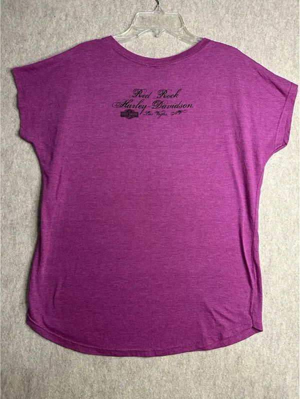 Harley Davidson Purple Bling Women's Large Short Sleeve Las Vegas 2015 - Image 6