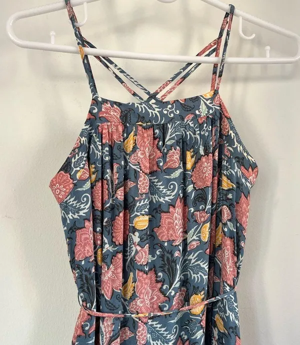 LOFT strappy floral sun dress | blue, pink, yellow - Image 2