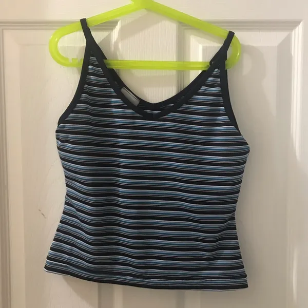 Blue striped cropped tank Size M - Image 2