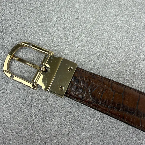 Lauren Ralph Lauren Belt Womens Brown Black Reversible Croco Embossed Gold 1" - Image 2