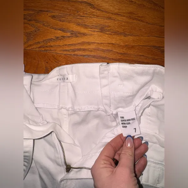⭐️eunina White Cropped High-Rise Jeans - Image 3