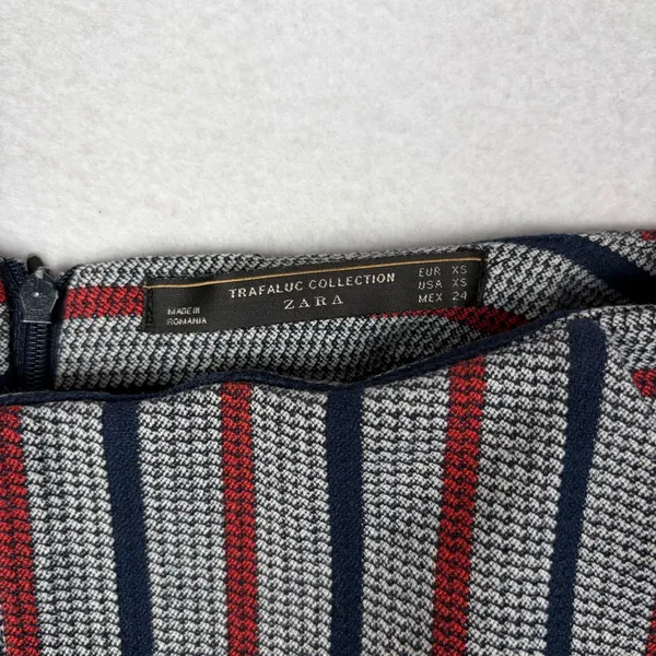 ZARA Trafaluc Striped Micro Skort Women's XS Red Blue Mini Pockets Preppy Chic - Image 3