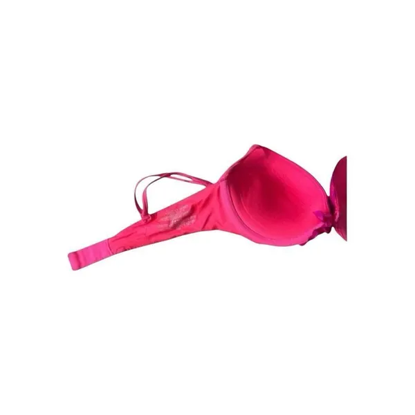 Victoria’s Secret Push Up Bra 34B Plunge Neon Pink Underwire Purple Floral Lace - Image 5