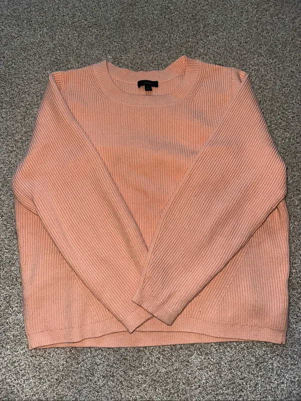 J. Crew Women's Peach Ribbed Stretch Crewneck Sweater - Image 2