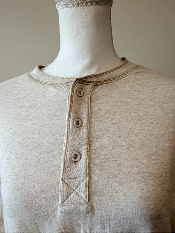 SKIMS Boyfriend Long Sleeve Henley Heather Oatmeal oversized size XS NWOT - Image 6