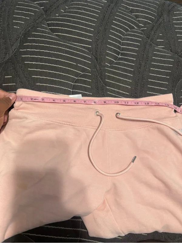 Women’s DKNY logo rhinestone drawstring sport pink jogger sweatpants size small - Image 7