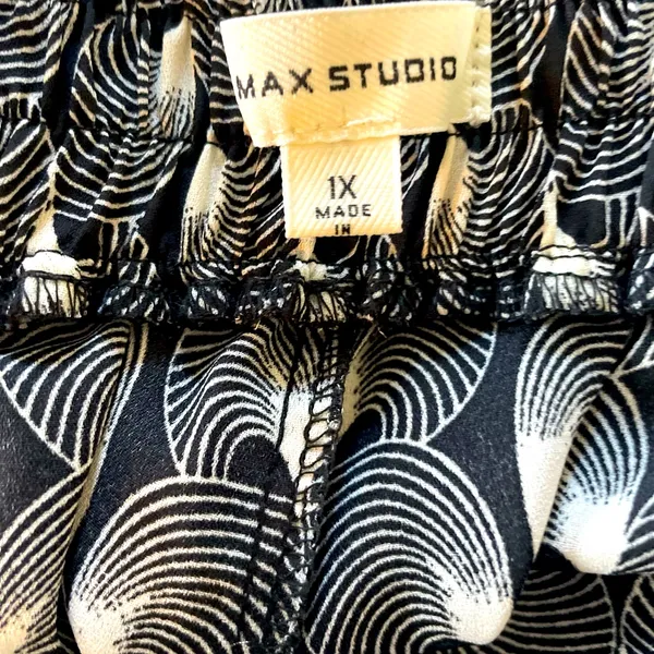 Max Studio Wide Leg Black and Off‎ White Pants - Image 4