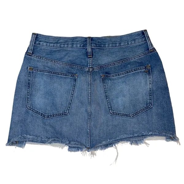 Madewell Womens 28 Rigid Denim‎ Relaxed Mini Skirt in Rosehill Wash Blue Raw Hem - Image 10