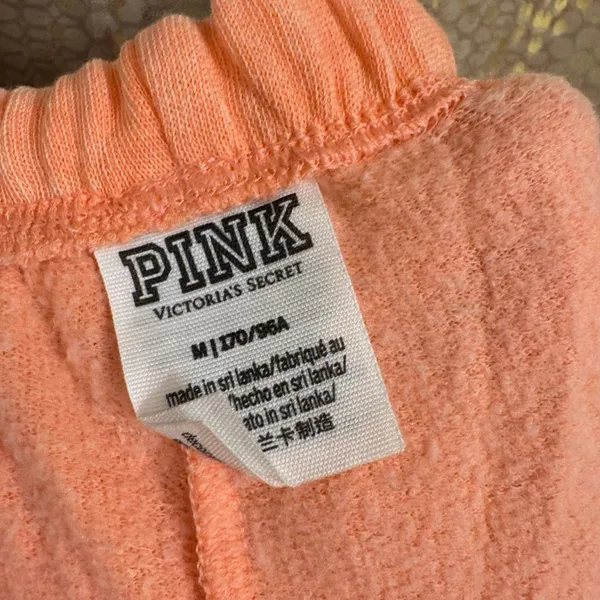 PINK Victorias Secret Orangey Peach Fleece Jogger Sweatpants Medium - Image 3