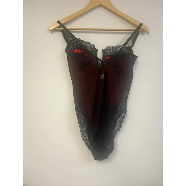 Vintage‎ 90s Victorias Secret Gold Label High Cut Bodysuit Whimsigoth Sheer Lace - Image 4