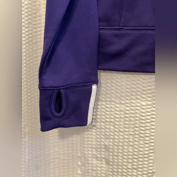 Adidas Climalite Jacket Half Zip Thumb Hold Sleeves, Purple w White Stripes, L - Image 5