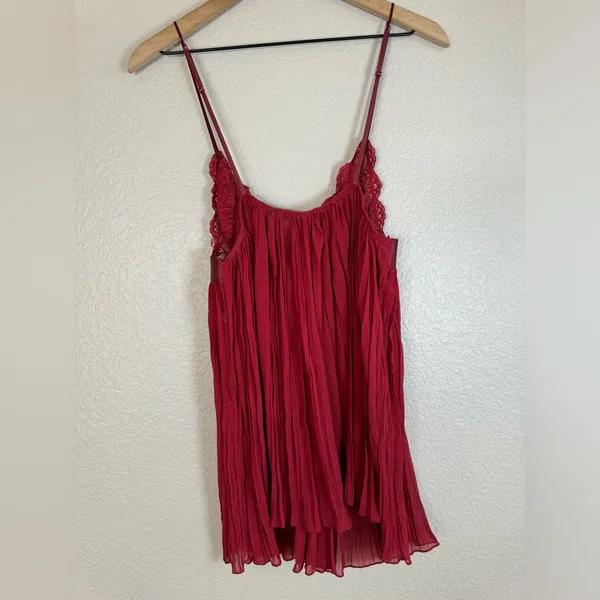 Vintage 90’s 2000’s Victoria’s Secret Chemise Sheer Burgundy with Lace & Bow L - Image 10