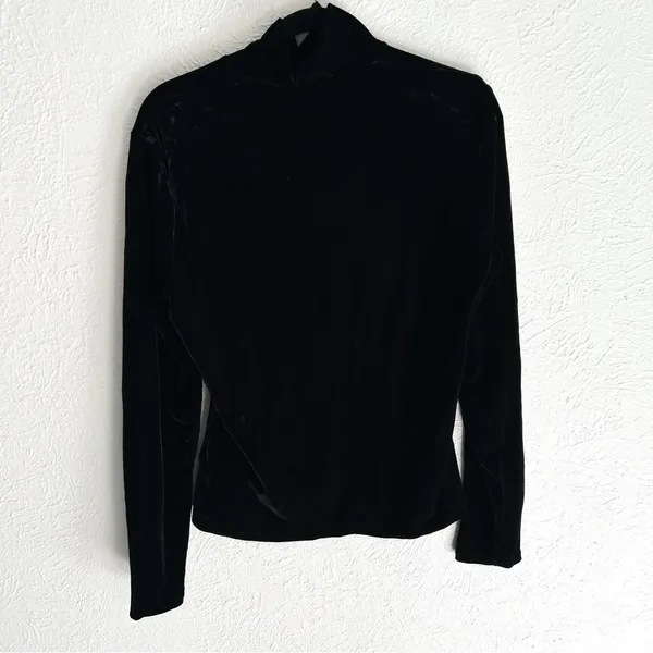 Vintage 90s Banana Republic Black Velvet Turtleneck Large Whimsigoth Witchy - Image 2