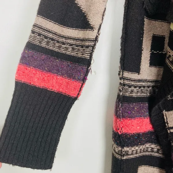 Free People Rolla Costa open sweater duster cardigan with southwestern motif. M - Image 3