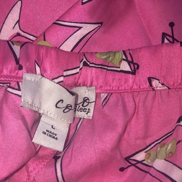 Como sleep pink pajamas shirts set wit martini orint size large new with tags - Image 6