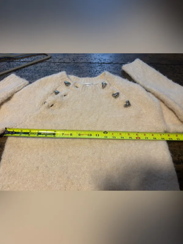 English‎ Factory Cream Heart Button Sweater Soft Knit- wool blend Crewneck XS - Image 11