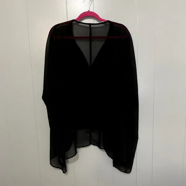Free People Black Studded Sheer V-neck Tasseled Oversized Boho Tunic Top M/L - Image 5