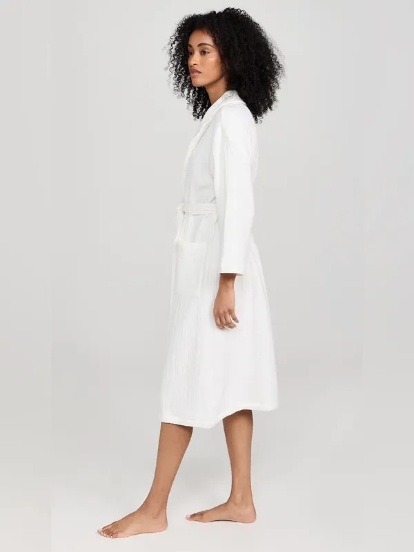 $138 NWT Barefoot Dreams Muslin Cotton Spa Robe in sea salt size 2=Medium - Image 4