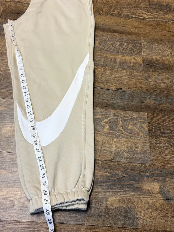 Nike Standard Fit Mid Rise Double Swoosh Sweatpants Womens Medium Tan DR6197-206 - Image 11