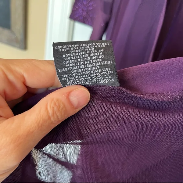 R & M Richards Vintage Open Front Top Duster Sheer Purple Long Sleeve XL Loose - Image 4