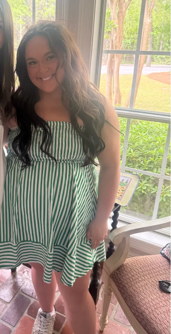 Green Stripe dress Size L - Image 2