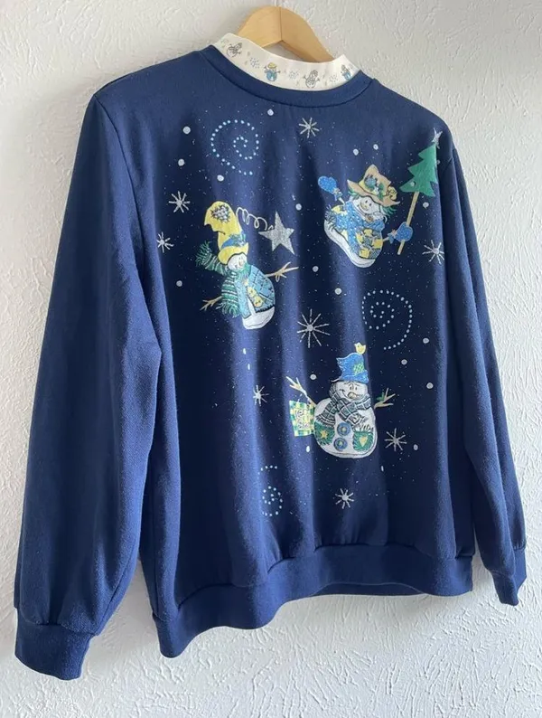 Wrangler Classic Blues Snowman Christmas Sweatshirt, Women's Size L - Image 2