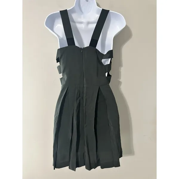 MASON by Michelle‎ Mason Charcoal Grey Cutout Square Neck Skater Mini Dress 4 - Image 4